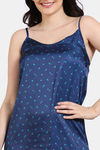 Zivame Silken Promises Woven Knee Length Nightdress - Blue Opal — thumbnail 6